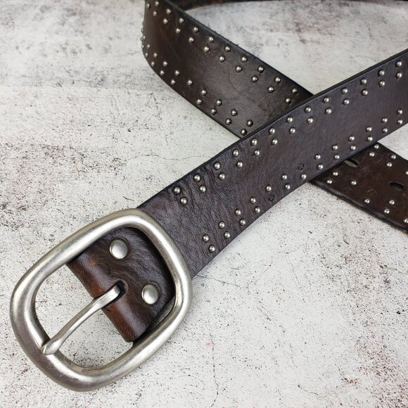 Vintage FOSSIL 100% Leather Belt Brown Studded size S Western Boho Grunge - Picture 10 of 11